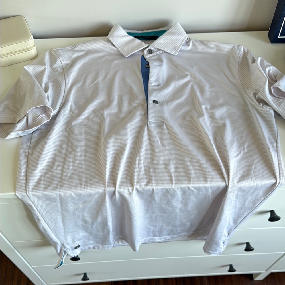 Greyson White Striped Polo Shirt
